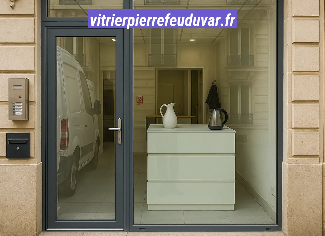 Façade vitrine de magasin en aluminium sur mesure à Pierrefeu-du-Var